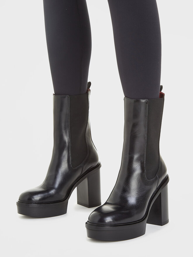 Tommy Hilfiger Ботильйони Tommy Hilfiger Elevated Plateau Chelsea Bootie FW0FW07542 Чорний