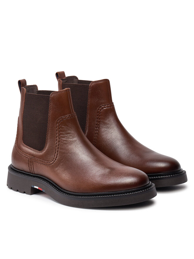 Tommy Hilfiger Klassische Stiefeletten Tommy Hilfiger Comfort Lwt Lth Chelsea FM0FM05184 Braun