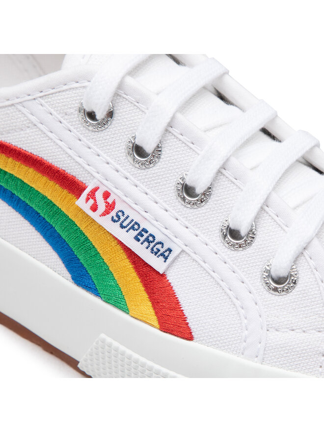Sneakers aus Stoff Superga 2750 Rainbow Embroidery S81281W WeiB eschuhe