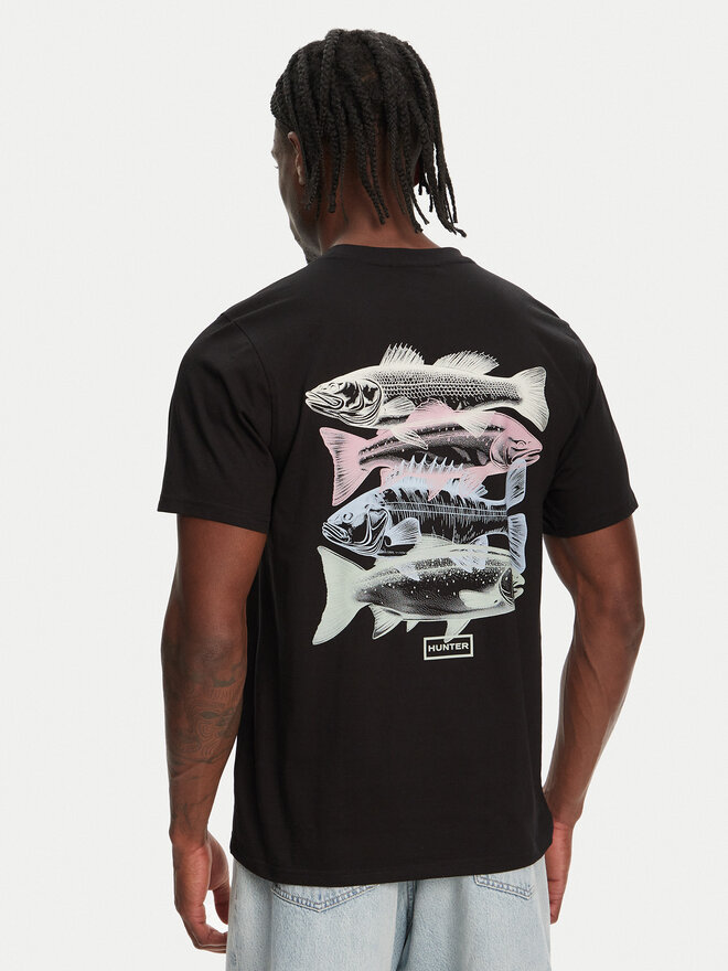 Hunter Hunter Majica Raasay Graphic HARM0034251 Črna Regular Fit