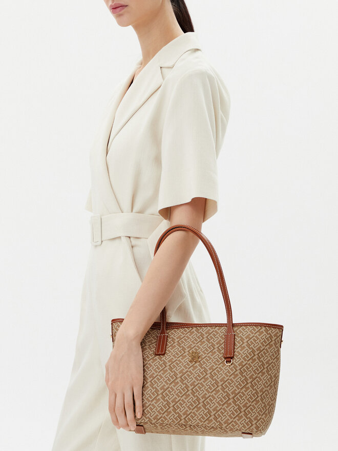 Tommy Hilfiger Bolso Tommy Hilfiger Th Monoplay Leather Mini Tote AW0AW17415 Marrón