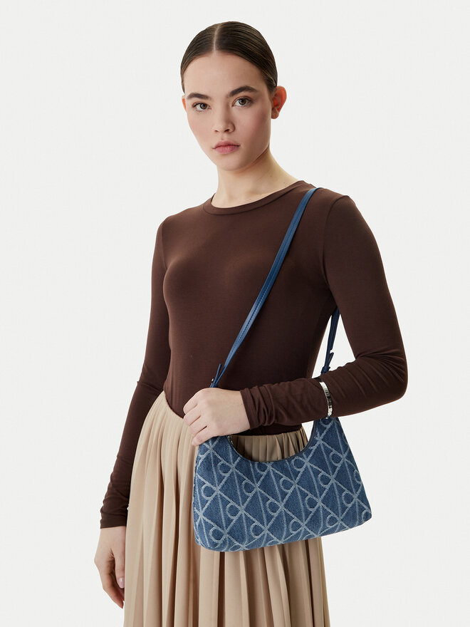 Calvin Klein Handtasche Calvin Klein Emblem Aop Denim Shoulder Bag LV04F3431G Blau