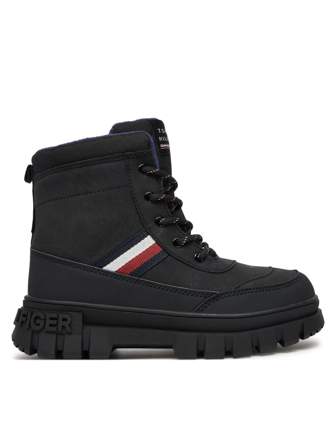 Tommy Hilfiger Черевики туристичні Tommy Hilfiger Stripes Fur Boot T3X5-33713-1487 S Чорний