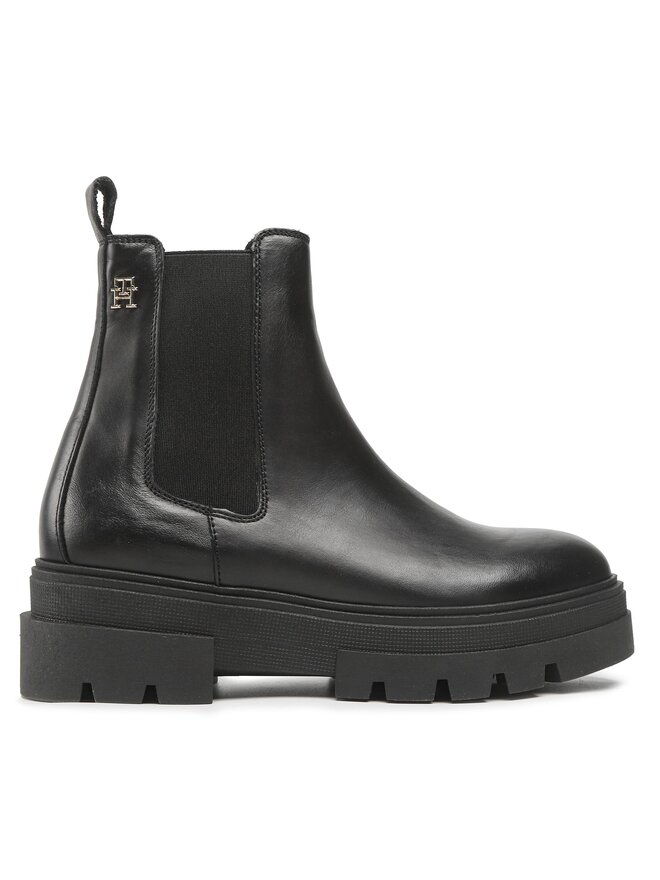 Tommy Hilfiger Klassische Stiefeletten Tommy Hilfiger Monochromatic Chelsea Boot FW0FW06899 Schwarz
