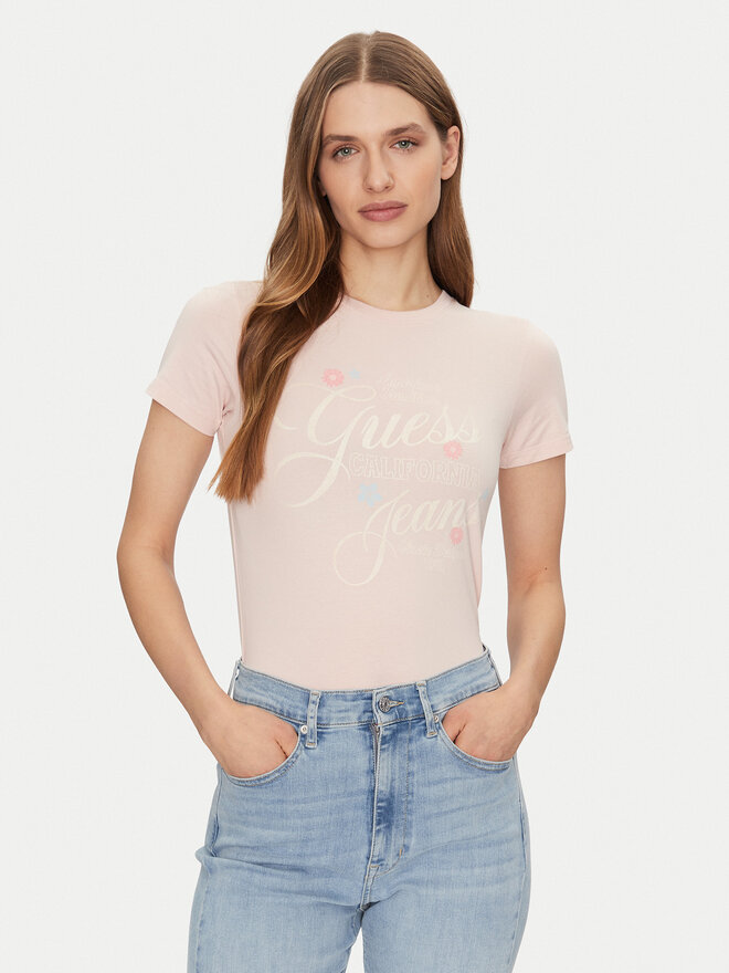 Guess Jeans Guess Jeans Marškinėliai W5GI24 J1314 Smėlio Regular Fit