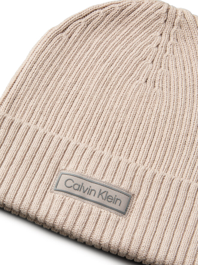 Calvin Klein Căciulă Calvin Klein Patch Chunky Rib Cotton Beanie LV04D8053G Bej