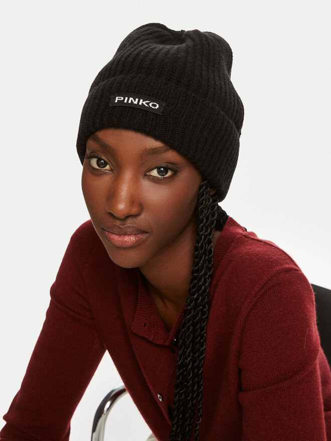 PINKO Czapka Pinko Lambkin Cuffia AI 24-25 BLK01 104489 A1CH Czarny