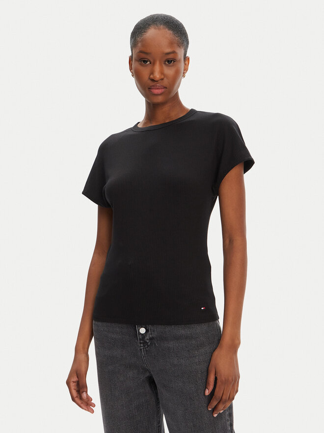 Tommy Hilfiger Tommy Hilfiger Marškinėliai WW0WW45731 Juoda Slim Fit