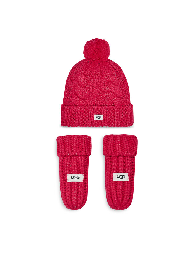 Ugg Σετ σκούφος και γάντια Ugg K Infant Knit Set 22726 Ροζ