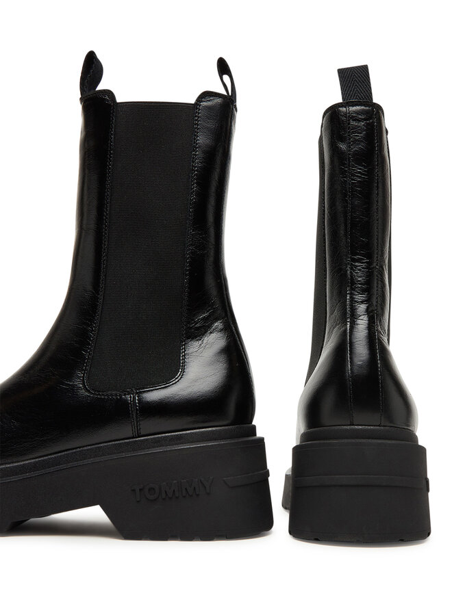 Tommy Jeans Členková obuv s elastickým prvkom Tommy Jeans Tjw Chunky Shiny EN0EN02888 Čierna