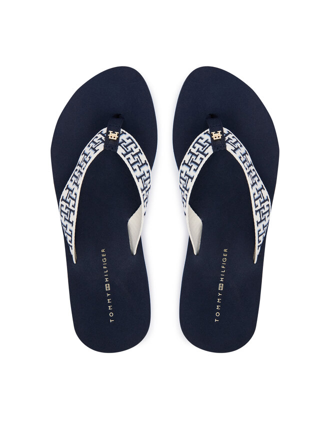 Tommy Hilfiger Zehentrenner Tommy Hilfiger Mono Wedge Summer Sandal FW0FW09696 Dunkelblau