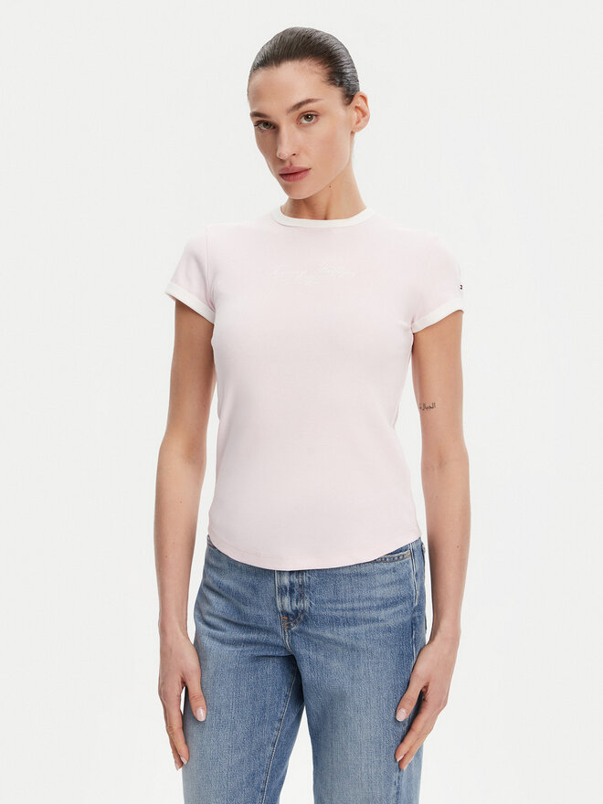 Tommy Hilfiger Tommy Hilfiger Póló WW0WW44581 Rózsaszín Slim Fit
