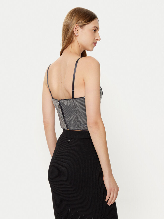 Guess Guess Top W5RH0G WGX40 Srebrna Slim Fit