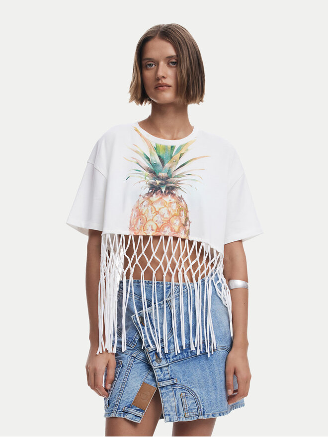 Desigual Desigual Marškinėliai 25SWTKAN Écru Regular Fit