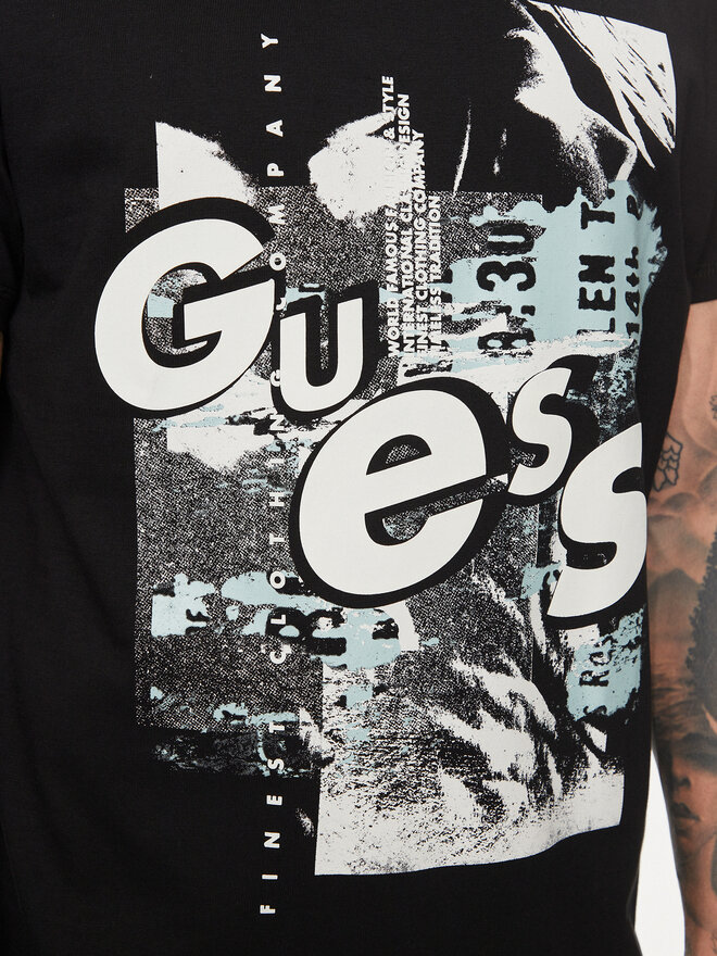 Guess Guess Marškinėliai M4YI02 I3Z14 Juoda Regular Fit