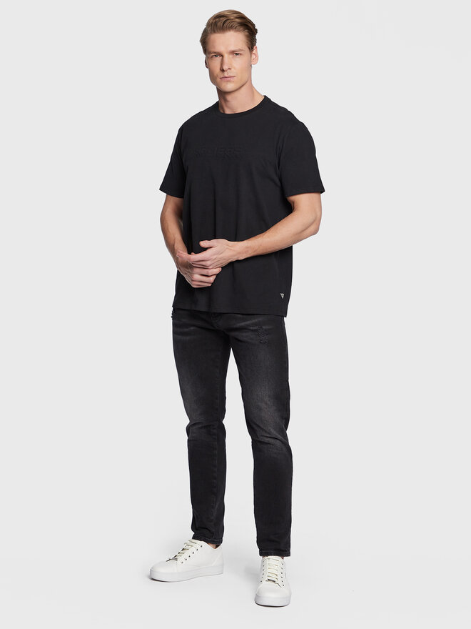 Guess Guess Marškinėliai Zebra Logo M3GI58 KBDL0 Juoda Regular Fit