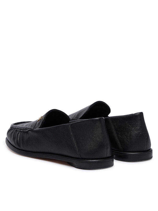 Tommy Hilfiger Slipper Tommy Hilfiger Leather Ruched Toe Loafers FW0FW09250 Schwarz