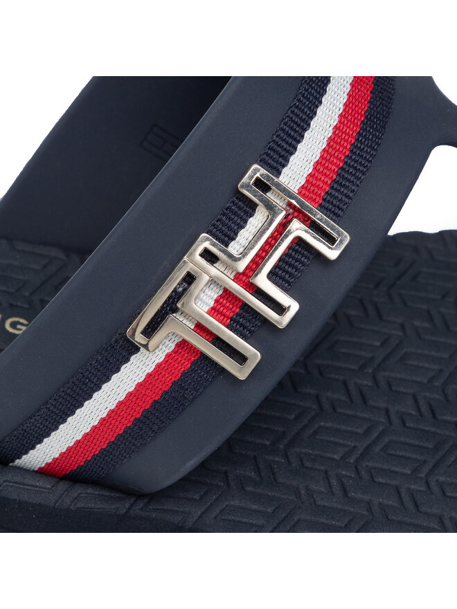 Tommy Hilfiger Zehentrenner Tommy Hilfiger Hardware Detail Beach Thong FW0FW04370 Dunkelblau