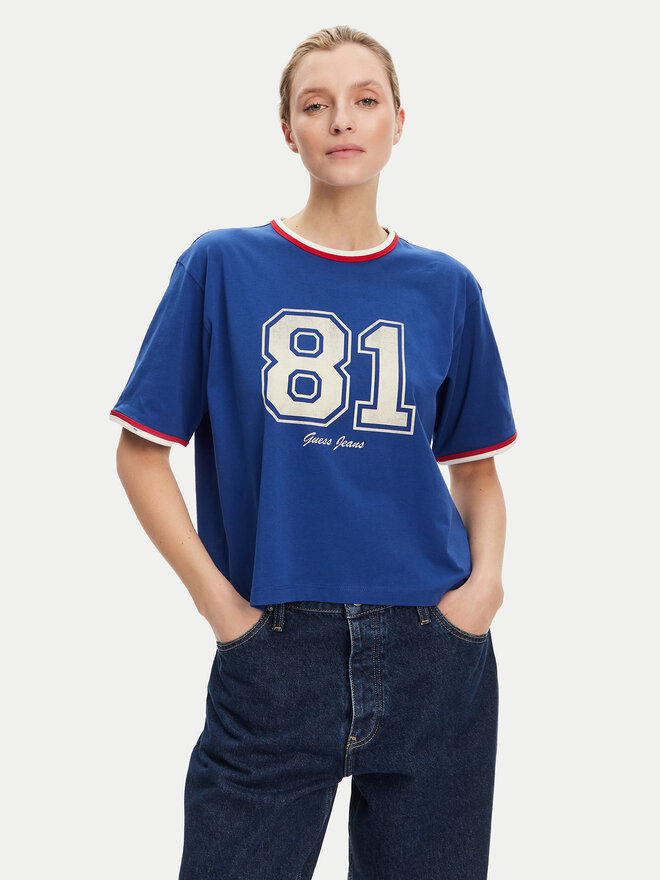 Guess Jeans Guess Jeans Majica W5YI19 K8HM0 Modra Regular Fit