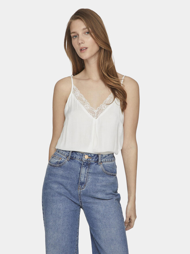 Vila Vila Τοπ Cava 14084535 Λευκό Regular Fit