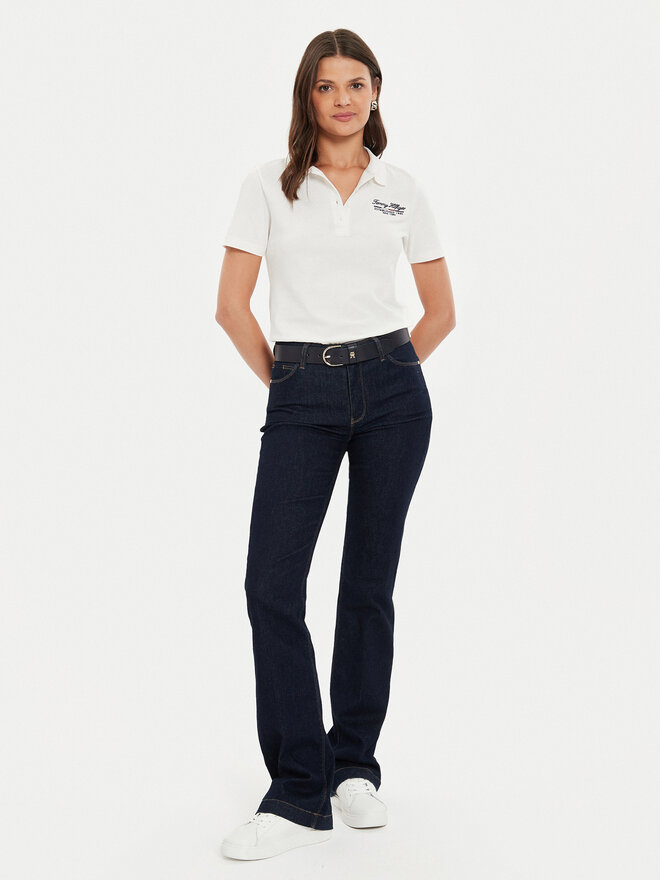 Tommy Hilfiger Tommy Hilfiger Polo marškinėliai Script WW0WW43624 Écru Slim Fit