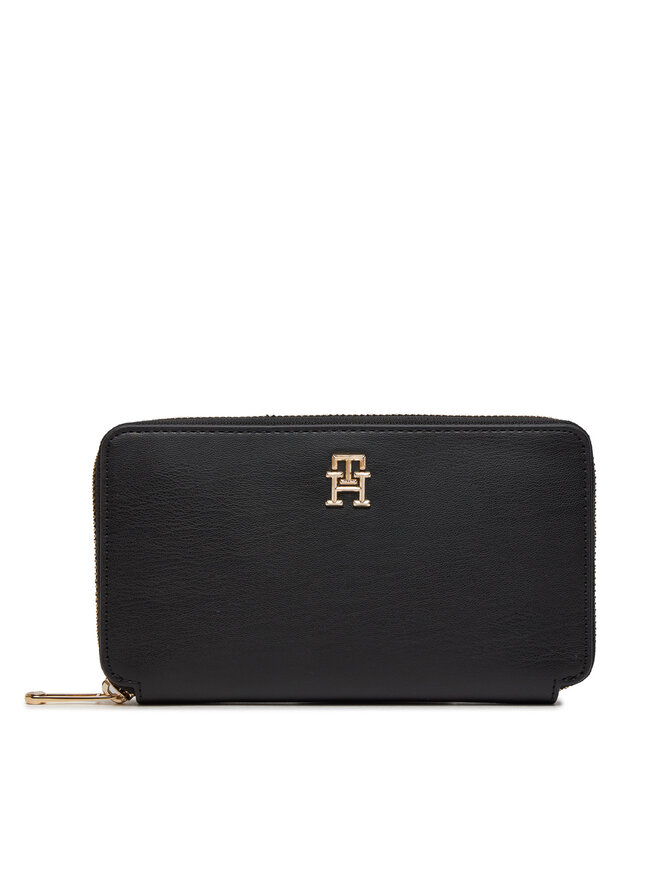 Tommy Hilfiger Cartera grande para mujer Tommy Hilfiger Iconic Tommy Large Za AW0AW16009 Negro