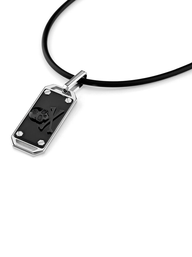 PHILIPP PLEIN Naszyjnik PHILIPP PLEIN $Kull Bones PJWEA05NU Czarny
