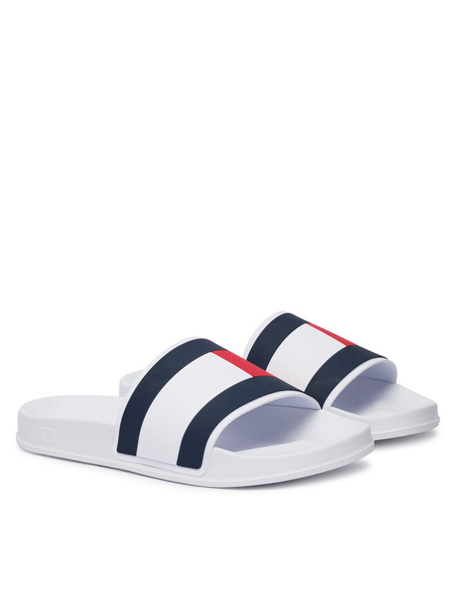 Tommy Hilfiger Pantoletten Tommy Hilfiger Core Hilfiger Flag Pool Slide FM0FM05798 Weiß