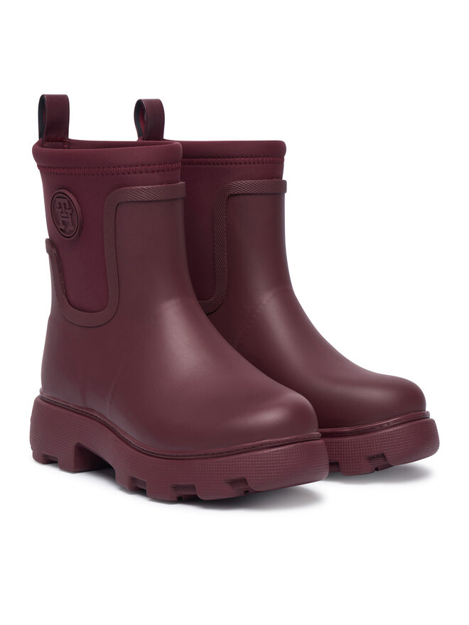 Tommy Hilfiger Gummistiefel Tommy Hilfiger Th Stamp Warm Ankle Rain Boot FW0FW09544 Dunkelrot