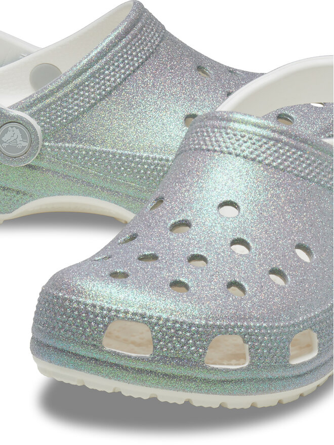 Crocs Pantoletten Crocs Classic Iridescent Glitter Clog 211005 Silberfarben