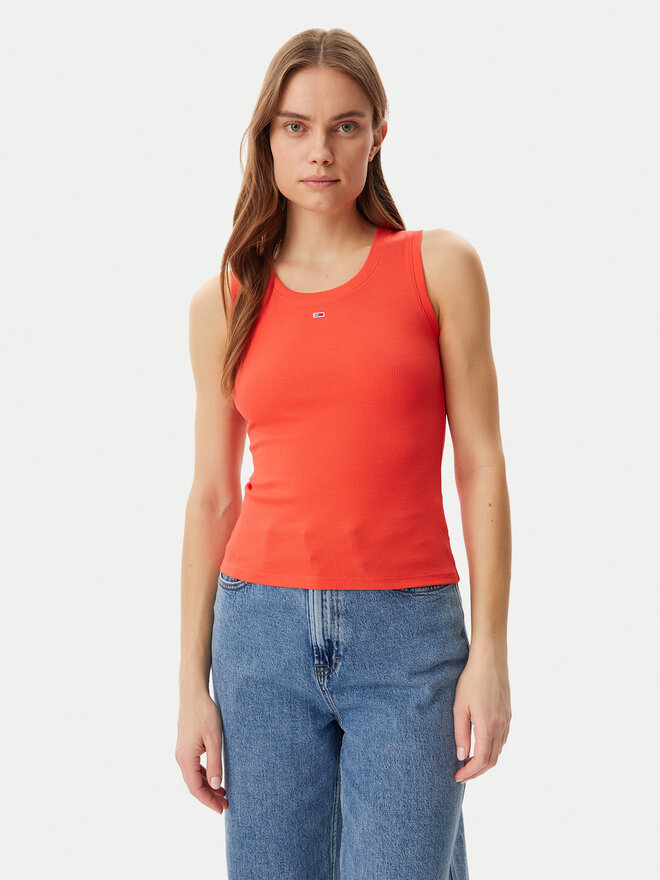 Tommy Jeans Tommy Jeans Felső Essential DW0DW20673 Narancssárga Slim Fit