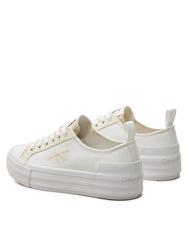 Calvin Klein Jeans Tenisky Calvin Klein Jeans Bold Vulc Flatf Low Lace Mix Mtl YW0YW01465 Écru
