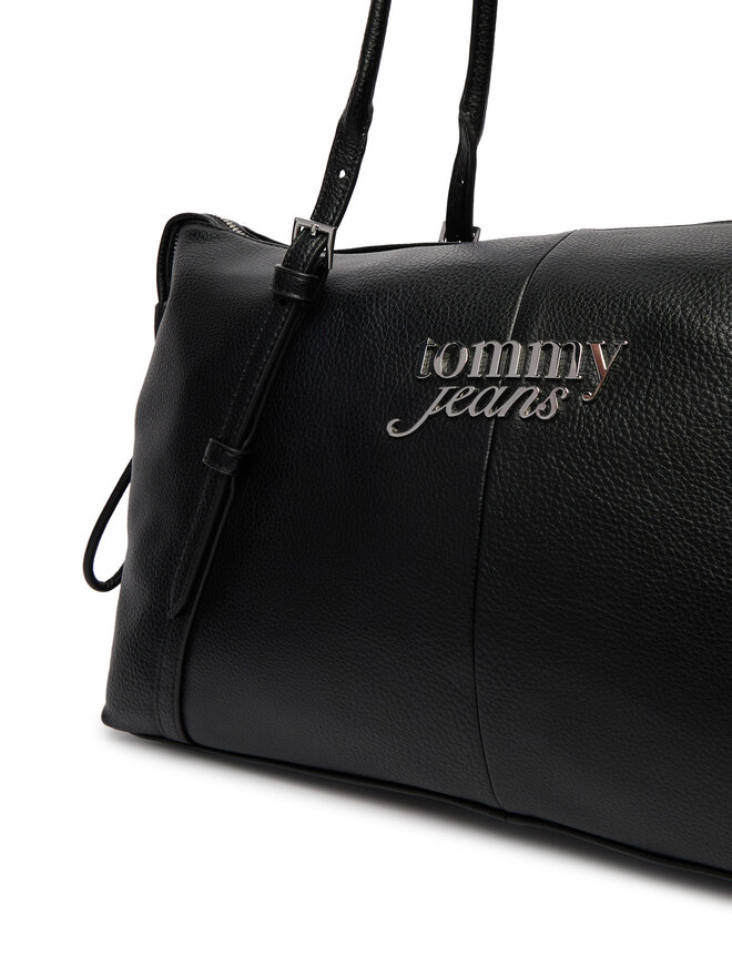 Tommy Jeans Handtasche Tommy Jeans Pebble Grain Metal Logo Tote Bag AW0AW18472 Schwarz