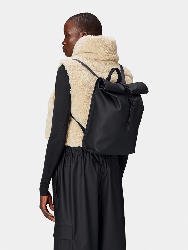 Rains Σακίδιο Rains Rolltop Rucksack Mini W3 13330 Μαύρο