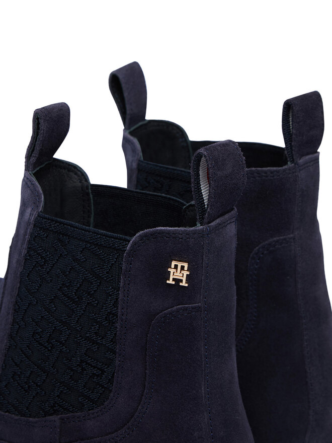 Tommy Hilfiger Klassische Stiefeletten Tommy Hilfiger Th Monogram Suede Chelsea Boot FW0FW09563 Dunkelblau