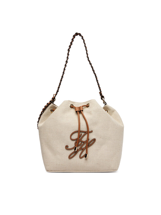Tommy Hilfiger Handtasche Tommy Hilfiger Th Elev Summer Bucket Canvas AW0AW18631 Beige