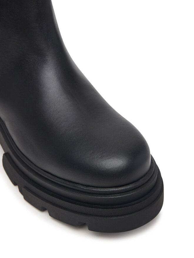 Tommy Hilfiger Klassische Stiefeletten Tommy Hilfiger Leather Chunky Chelsea Boot FW0FW09679 Schwarz