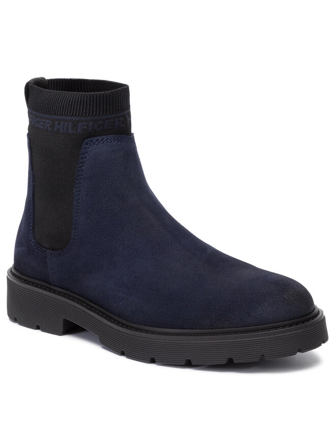 Tommy Hilfiger Stiefel Tommy Hilfiger Suede Cleated Chelsea Boot FM0FM02532 Dunkelblau