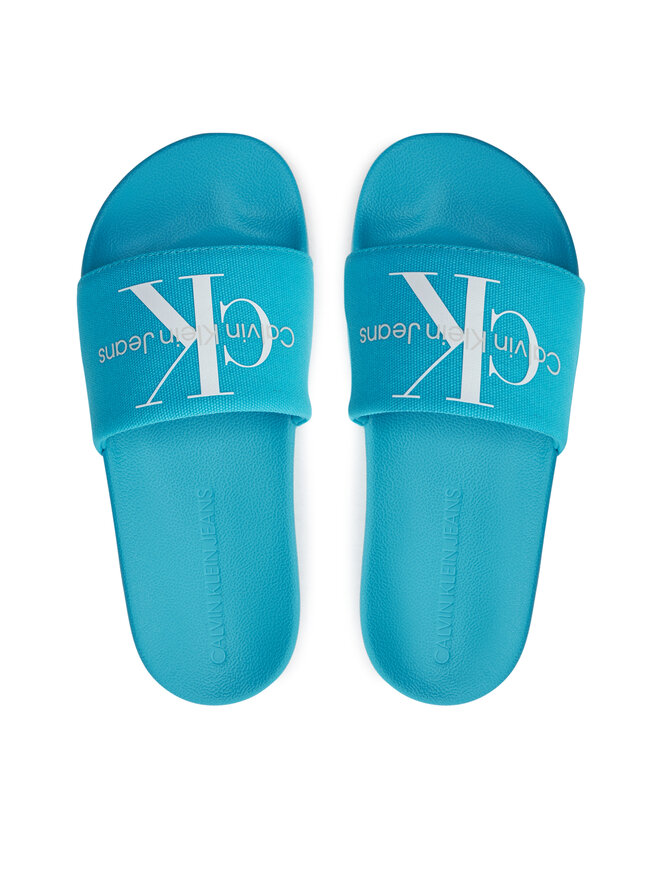 Calvin Klein Jeans Pantoletten Calvin Klein Jeans Slide Monogram Co YW0YW00103 Himmelblau
