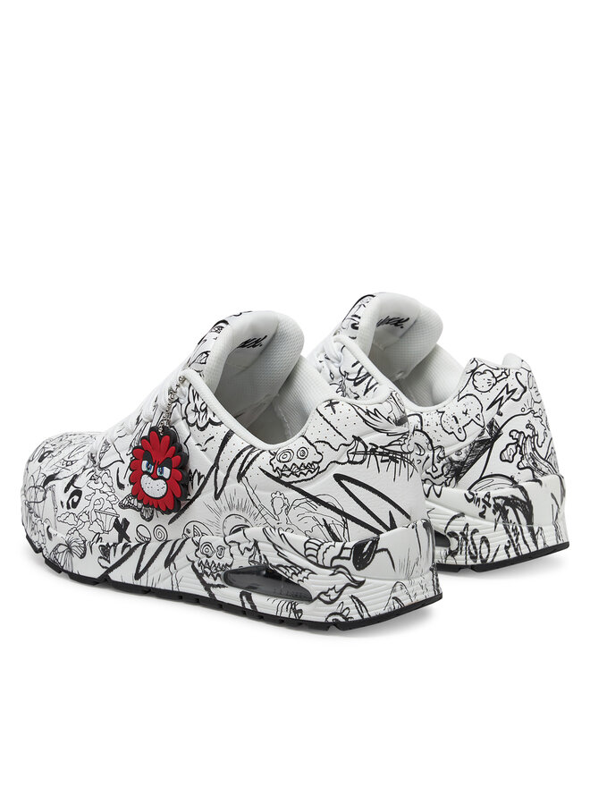 Skechers Сникърси Skechers UNO Printed Lace-Up 183501/WBK Бял