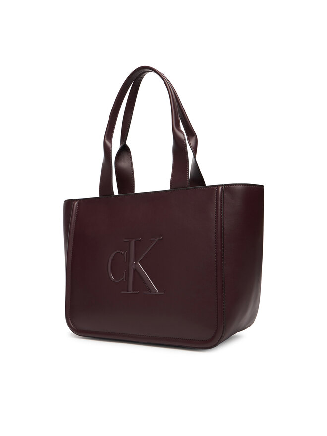 Calvin Klein Ročna torba Calvin Klein Bold Ck Medium Tote LV04F3218G Bordo rdeča