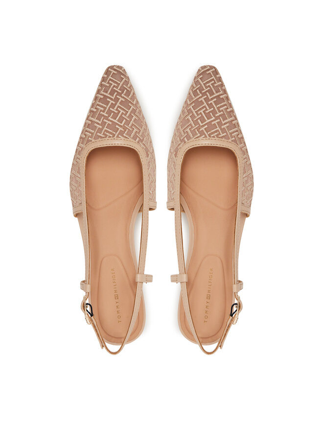 Tommy Hilfiger Sandale Tommy Hilfiger Mono Squared Toe Kitten Slingb FW0FW08746 Bej