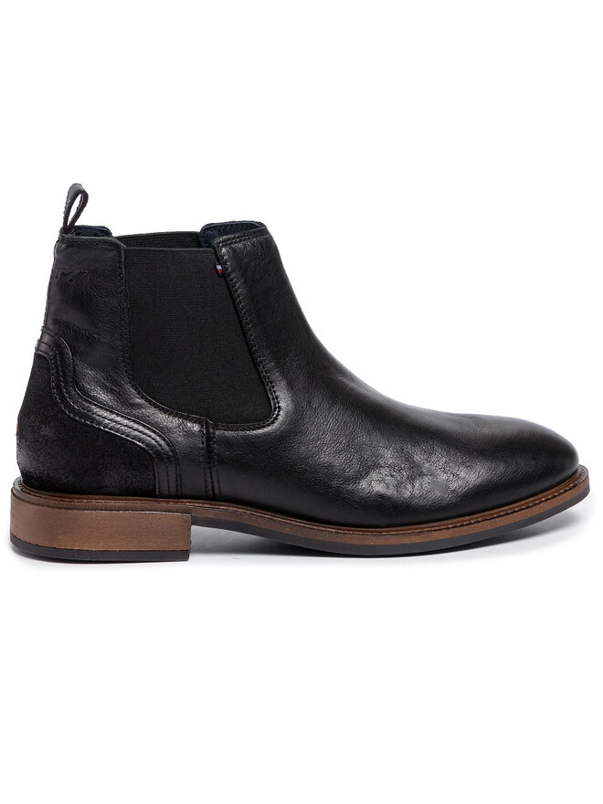 Tommy Hilfiger Klassische Stiefeletten Tommy Hilfiger Elevated Leather Mix Chelsea FM0FM02424 Schwarz