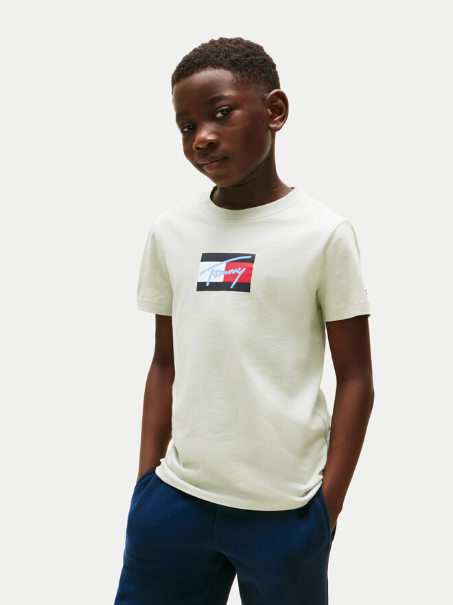 Tommy Hilfiger Tommy Hilfiger Majica Script Flag KB0KB09725 Zelena Regular Fit
