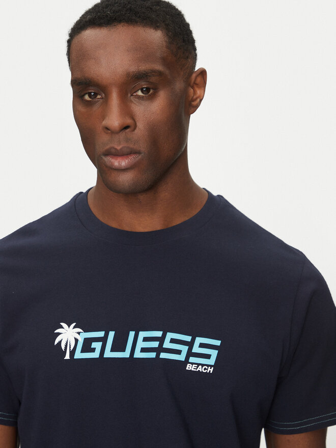 Guess Guess Marškinėliai F5GI06 I3Z14 Tamsiai mėlyna Regular Fit