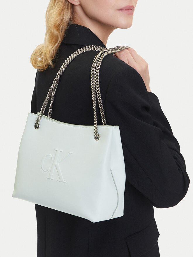 Calvin Klein Jeans Дамска чанта Calvin Klein Jeans Sculpted Chain Shoulder Bag LV04K3163G Сив