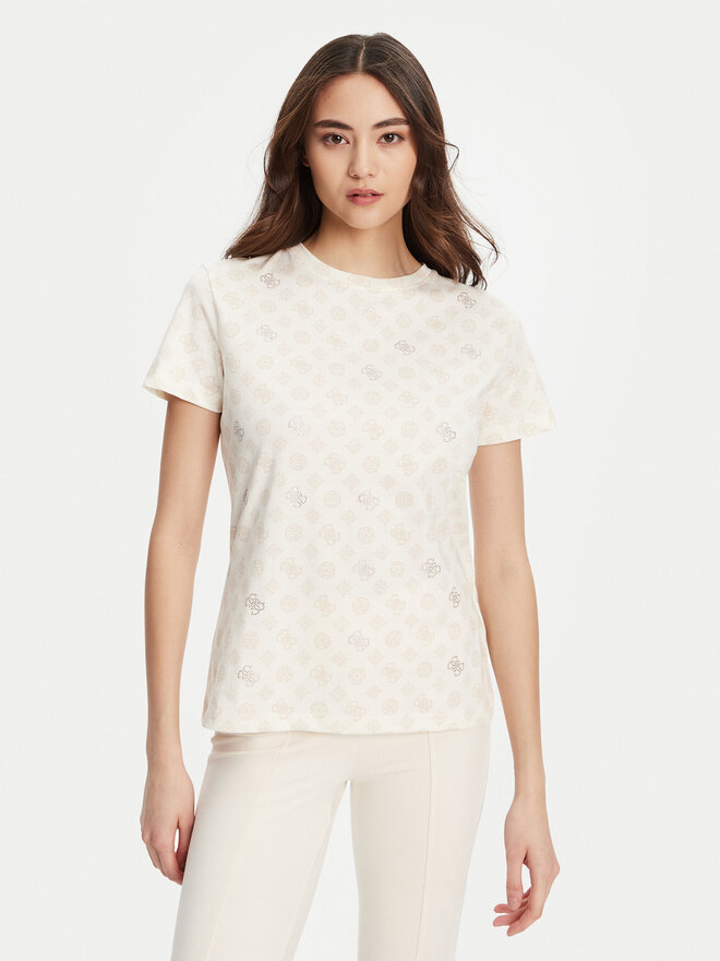 Guess Guess Marškinėliai V5YI04 I3Z14 Écru Regular Fit