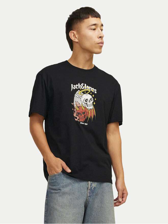 Jack&Jones Jack&Jones Marškinėliai Seven Skull 12262491 Juoda Regular Fit