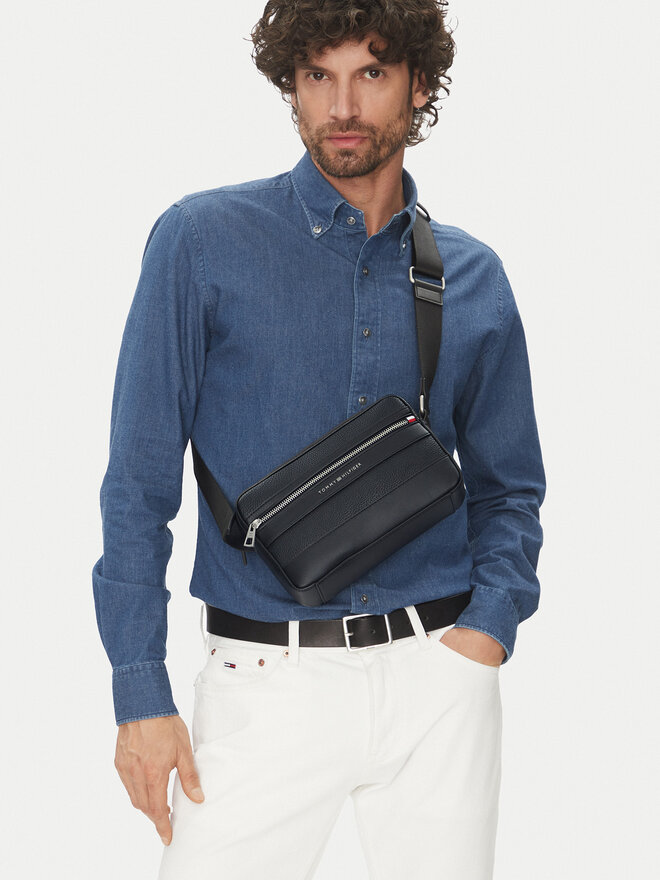 とみー Чоловічий чорний шкіряний гаманець TH STRUC LEATHER MINI CC