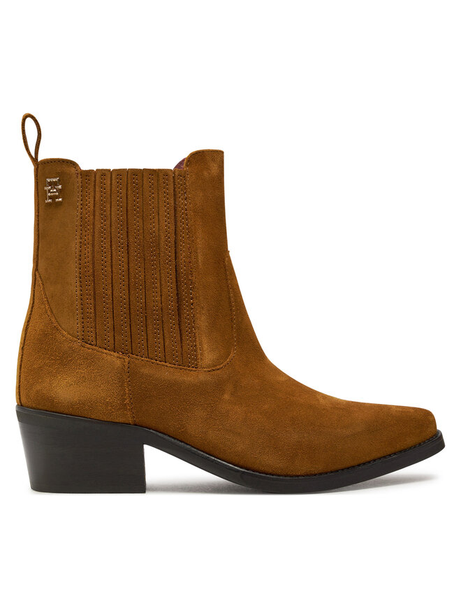 Tommy Hilfiger Μποτάκια Tommy Hilfiger Th Suede Cowboy Boot FW0FW08034 Καφέ